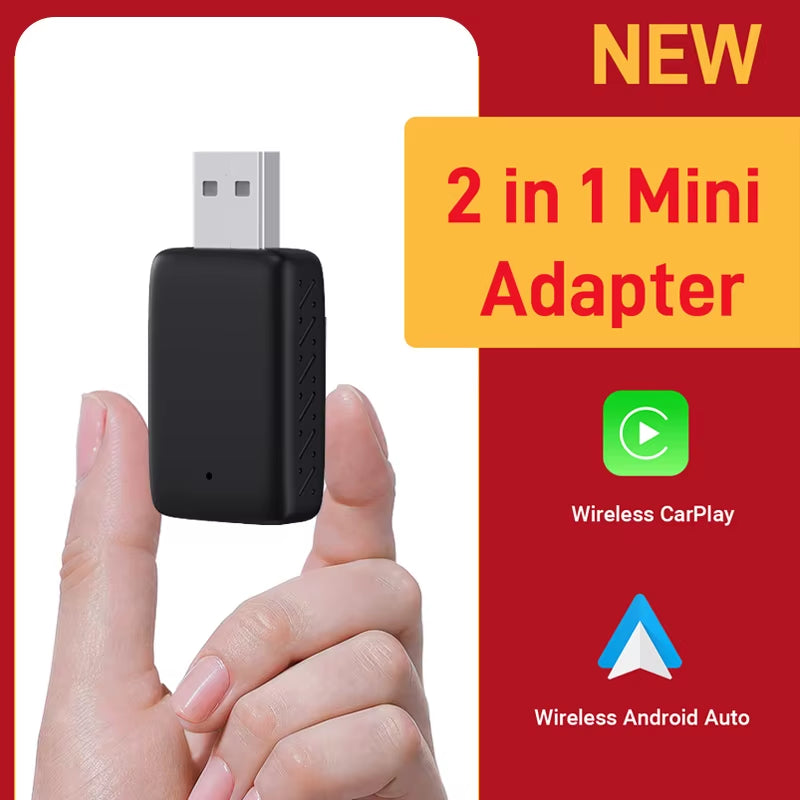 Transform Your Ride: New 2-in-1 Wired to Wireless CarPlay & Android Auto Mini Adapter - Compatible with 99% of Cars!
