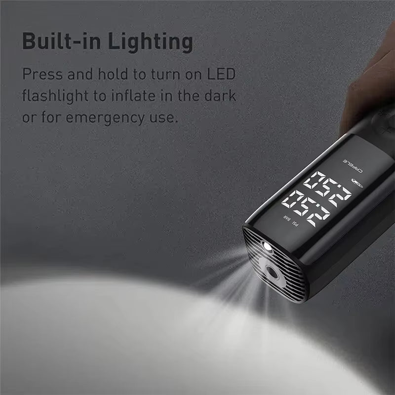 Powerful 12V Car Tire Air Pump - Portable Electric Inflator for Cars, Motorcycles, and Bicycles with Extended Power Cord