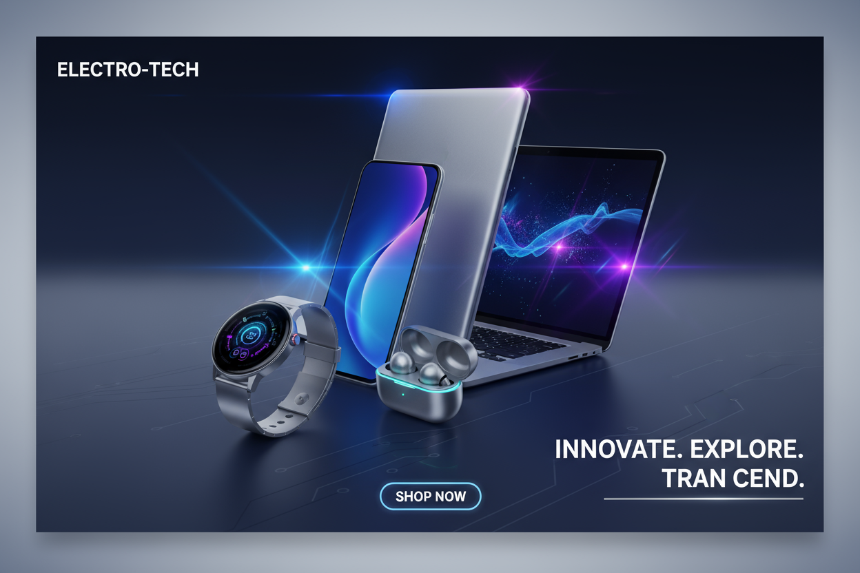 A nice website introduction image for a electronics and gadgets store